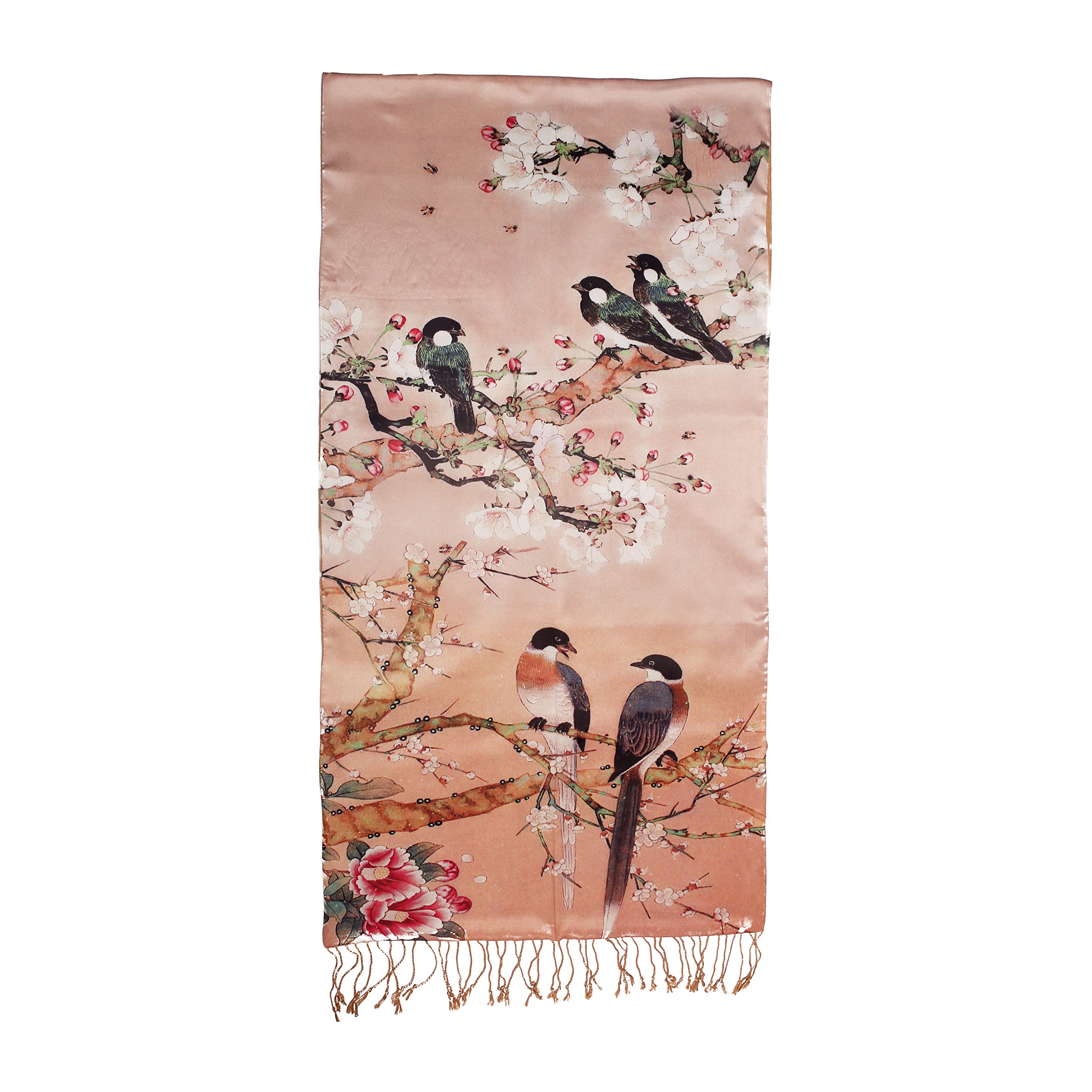 LANSILK Women Silk Scarf Fashion - Elegant Silk Cashmere Wool Lady Head Scarf Neck Scarf Hair Scarf Long Large Scarves for Ladies (165x50cm)