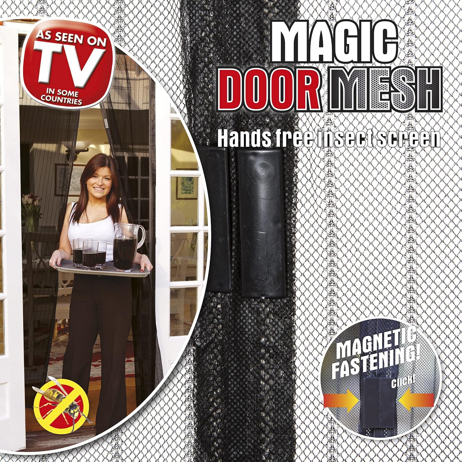 VFM - Magnetic Fly Screen Door 210 cm X 100cm Insect Screen, Black - Image 4