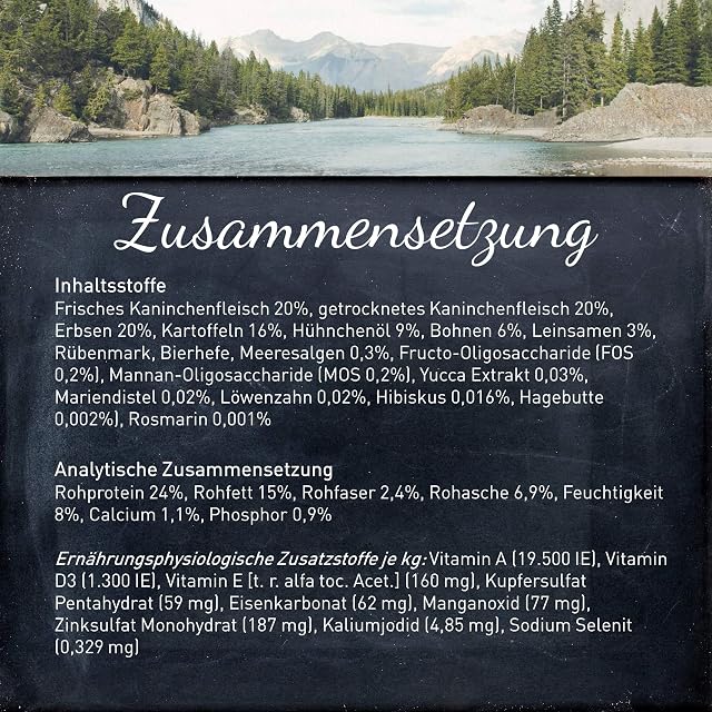 Foto 3 de 5 de Wildes Land - Nr. 4 Kaninchen - 12 kg - mit Kartoffeln und Wildkräutern - Glutenfrei - Trockenfutter für Hunde
