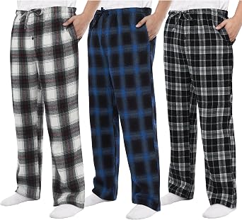 Motarto Mens Pajama Pants Flannel Plaid Pajama Sleep & Lounge PJ Bottoms Warm Sleepwear with Drawstring Pockets