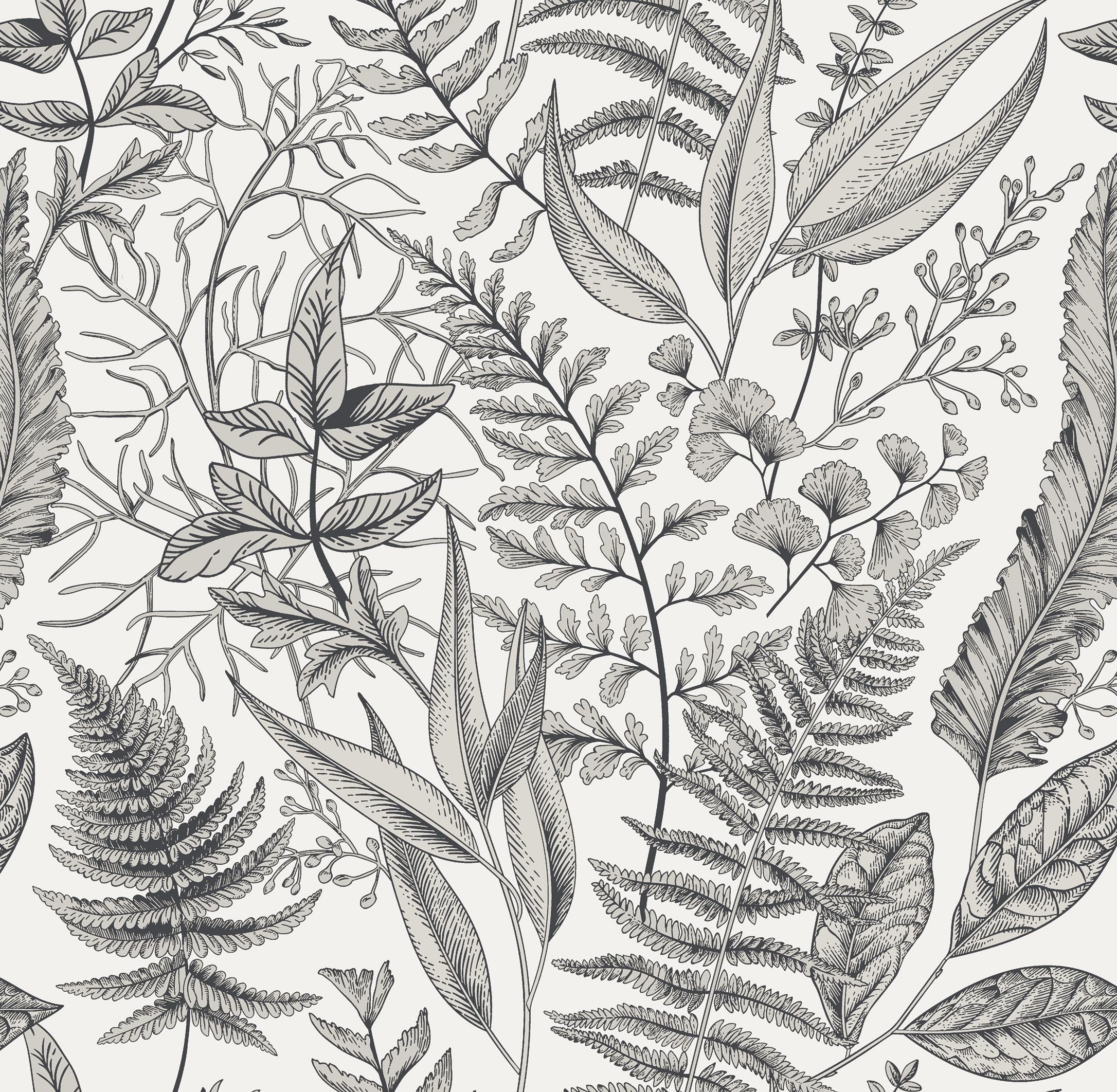 Ismoon Leaf Peel and Stick Wallpaper, Light Gray Wallpaper Grey Leaves Contact Paper Removable Wallpaper Peel and Stick Self Adhesive Wallpaper Waterproof Vinyl Bedroom Wallpaper 17.3x196in