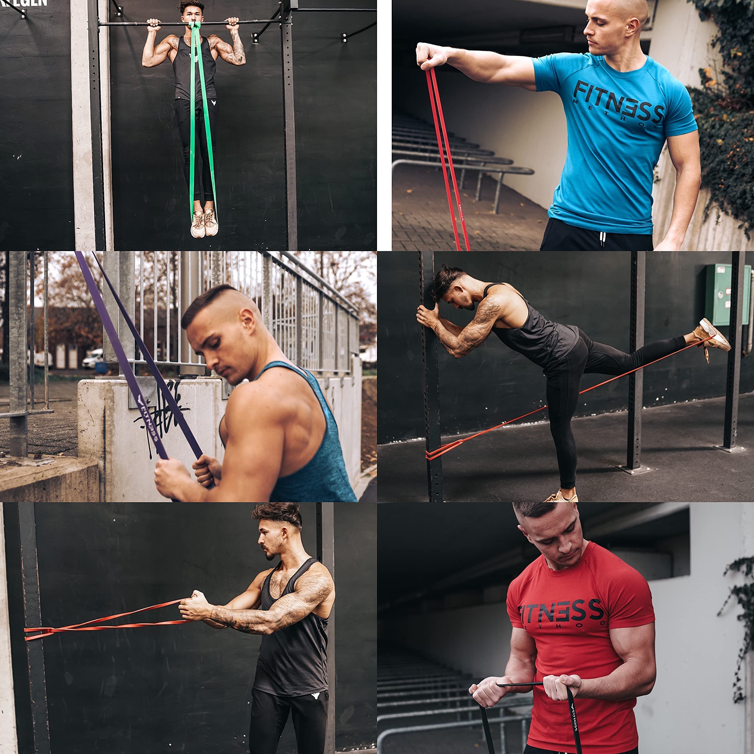 Resistance Bands – Set di fasce di resistenza innovative/singolarmente con custodia + istruzioni per l'allenamento della forza e fascia per la palestra domestica