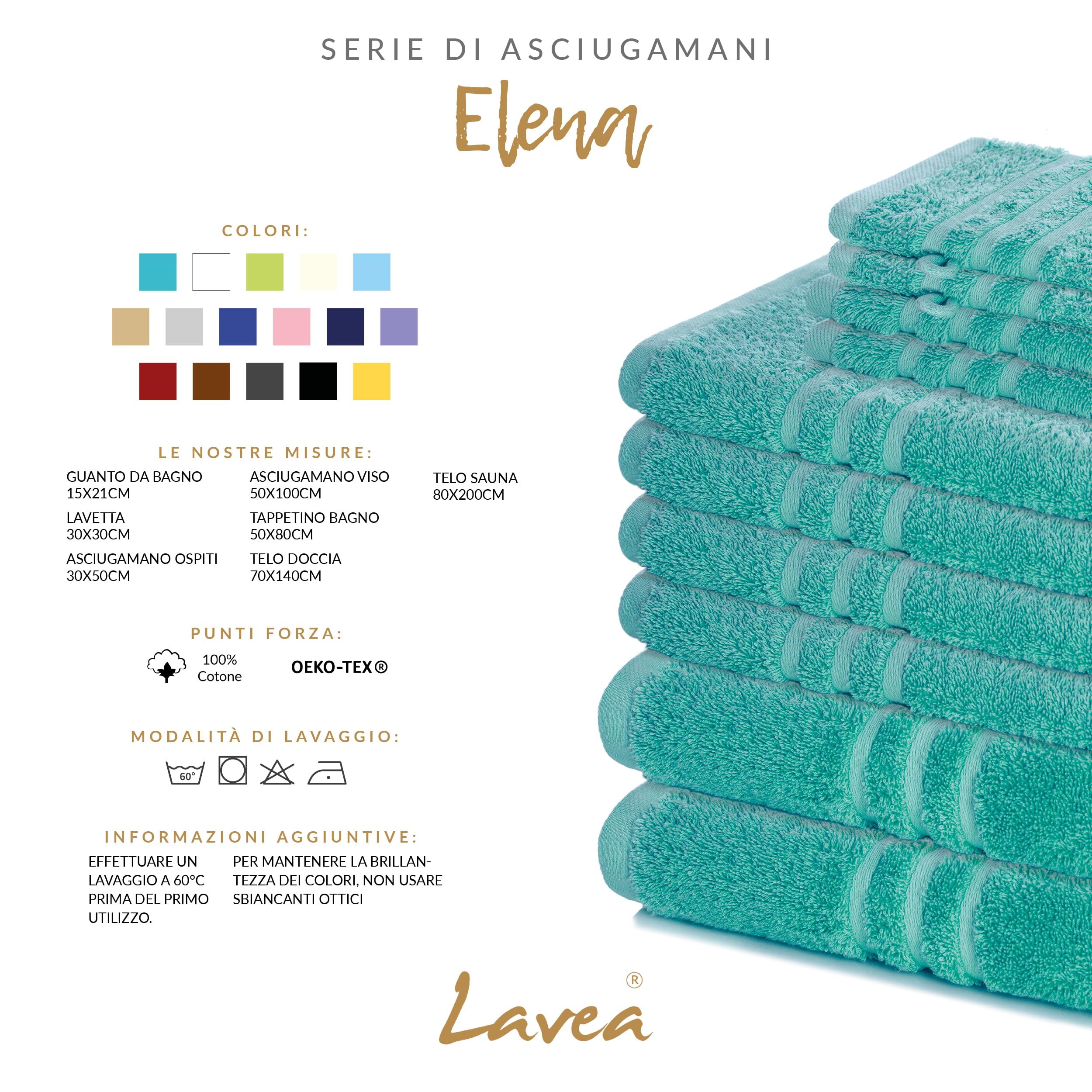 Confezione 10 Guanti Da Bagno In 100% Cotone 500 G/m² - 15x21 Cm - Morbidi E Assorbenti, Colore Blu Reale Con Cordino