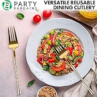 Vista 108 de Party Bargains Disposable Plastic Black Gold Cutlery Set, Infinity Modern Design Utensils, 40 Pack: 16 Forks, 8 Knives, 16 Spoons