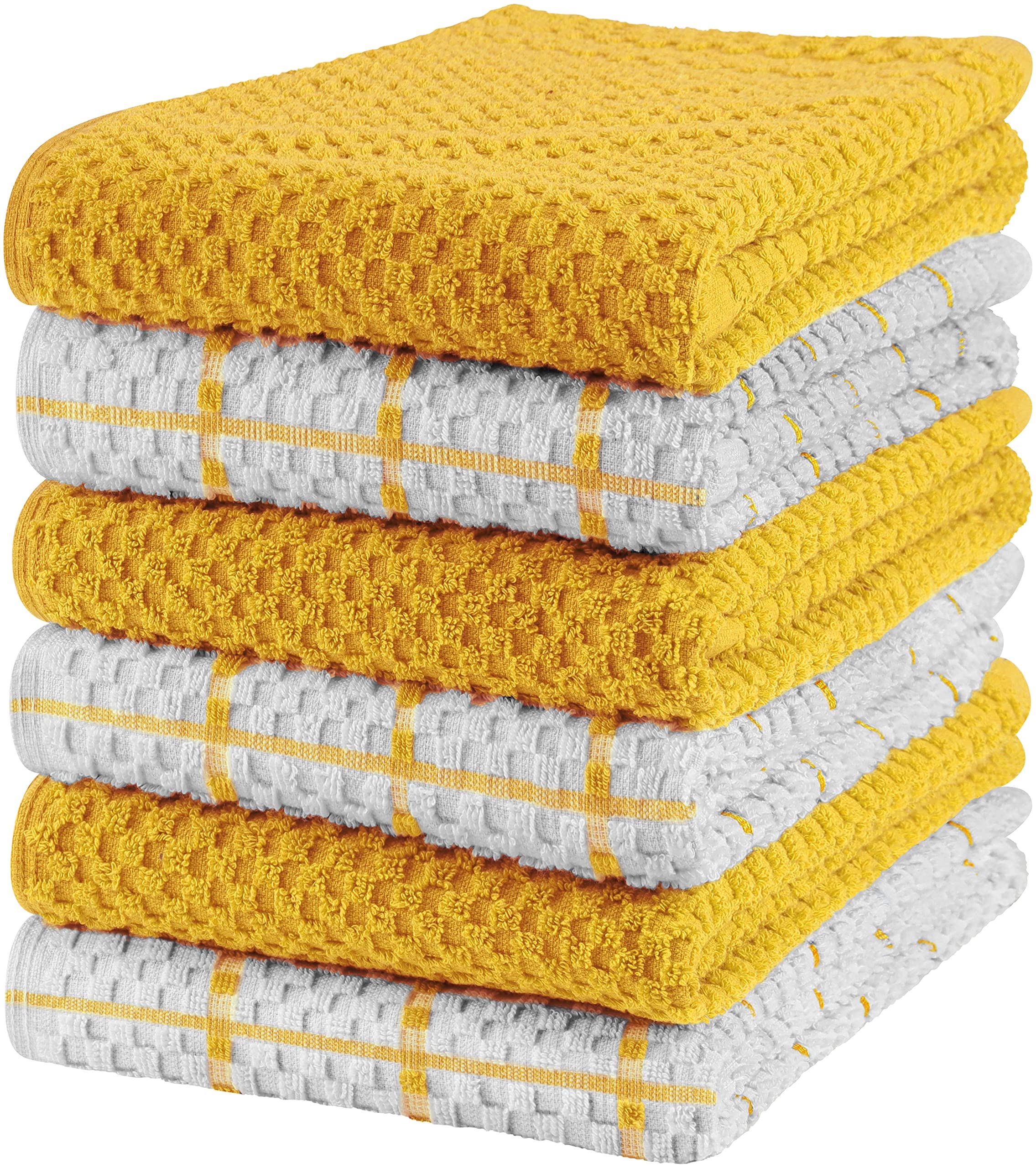 Utopia Towels -[144 Pack Kitchen Towels Set - 38 x 64 cm - 100% Ring Spun Cotton Super Soft and Absorbent Dish/Tea Towels and Bar Towels (Yellow)