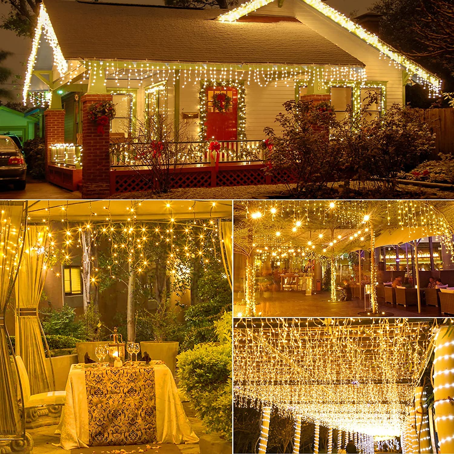 Qedertek Luci Natale Esterno Cascata 5M 216 LED Tenda Luminosa Bianco, Natalizie con Telecomando, 8 Modalità, Timer Decorazione per Feste, Finestra, Balcone