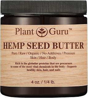 Hemp Seed Butter 4 oz. 100% Pure Raw Fresh Natural Cold Pressed. Skin Body and Hair Moisturizer, DIY Creams, Balms, Lotions, Soaps.