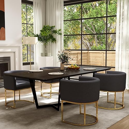 Miniatura 84 de Silla de comedor tapizada, moderna silla lateral de barril, sillas de comedor tapizadas, cómoda silla auxiliar de cocina para sala de estar, color