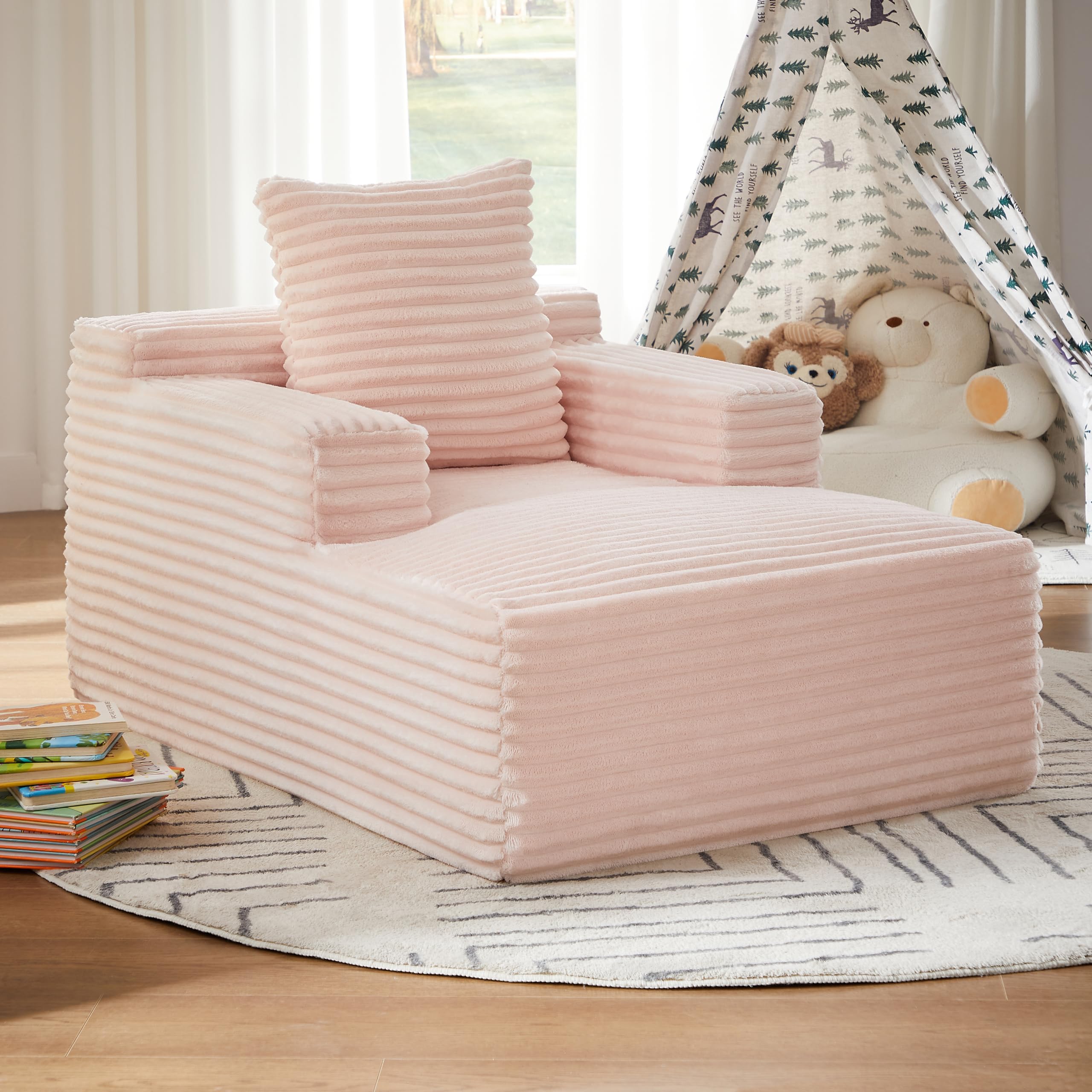 okwish Bodensofa, Boneless Sofa, Chaiselongue, Rosa 117 cm