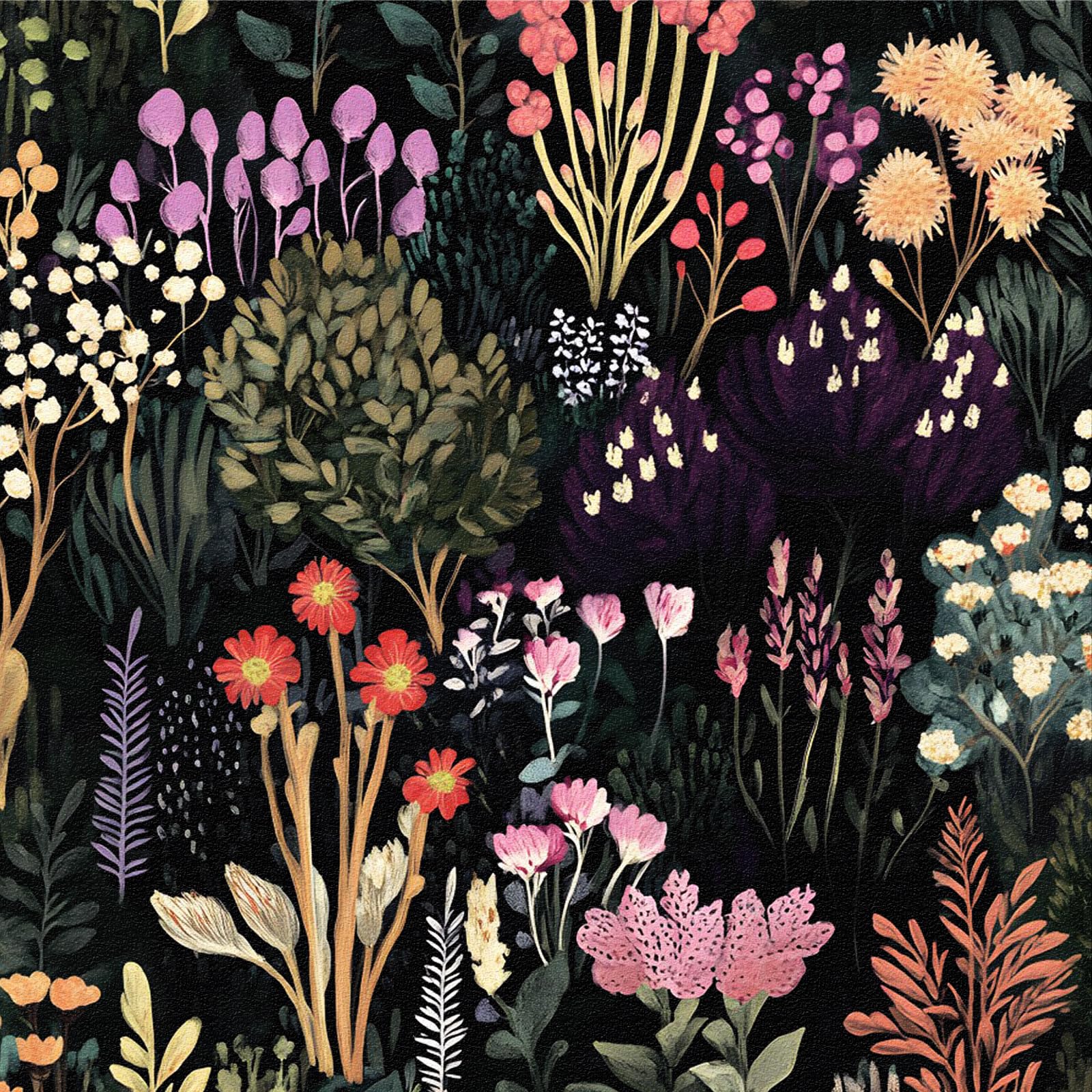 Dark Floral Peel and Stick Wallpaper, 44 x 500 cm Boho Colorful Floral Self Adhesive Wallpaper Botanical Wildflowers Forest Self Adhesive Furniture Wrap for Living Room,Bathroom,Cabinets,Kitchen