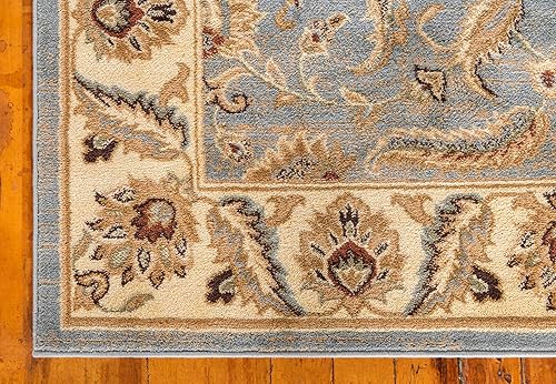 Miniatura 8 de Unique Loom - Colección Voyage - Alfombra redonda tradicional oriental, marrón, Polipropileno, azul, marfil (Light BlueIvory)