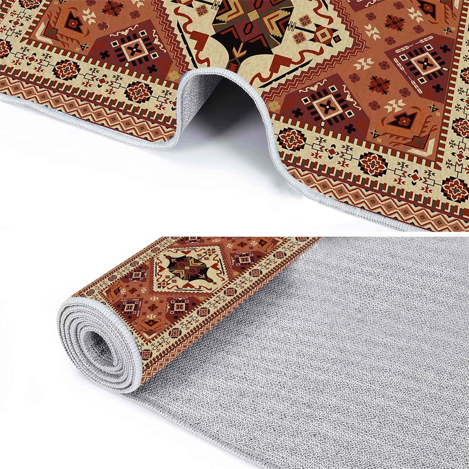 Basketball Print Rug Red Brown Court Sport Area Rug Sports Theme Modern Household Non-Slip Floor Mat Living Room Bedroom Nursery Classroom Accent Rug Retro Kids Play Gaming Carpet, 4x6ft