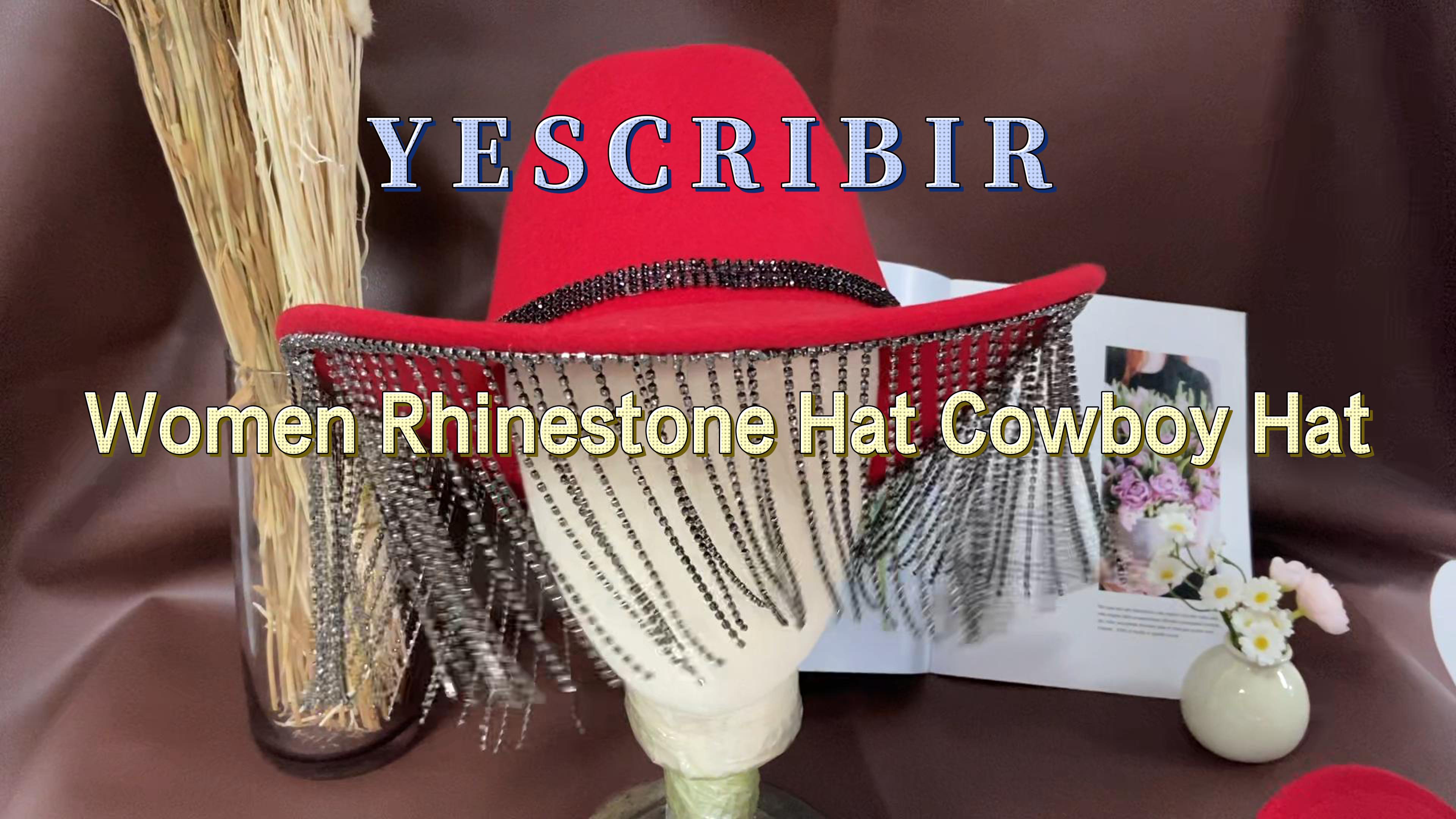 Womens Rhinestone Hat Cowboy Hat Cowgirl Wide Brim Diamond-glitter Western Hat? Sparkly Rhinestone-Cowboy Hat for Women - Black-Glitter  main image 2