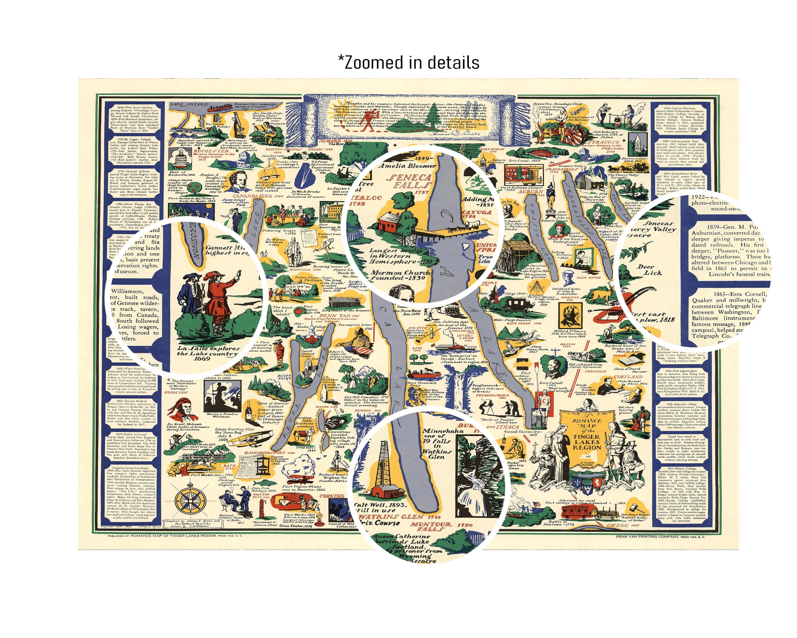 Puzzle adulte de 1000 pièces | 1962 | Région des Lakes de Finger Lakes de New York | Fait main | Jeu de puzzle