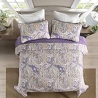 Vista 142 de DJY Juego de edredón de cachemira marrón, tamaño Queen, juego de colcha bohemia de 3 piezas, ropa de cama de microfibra suave y ligera con estampado