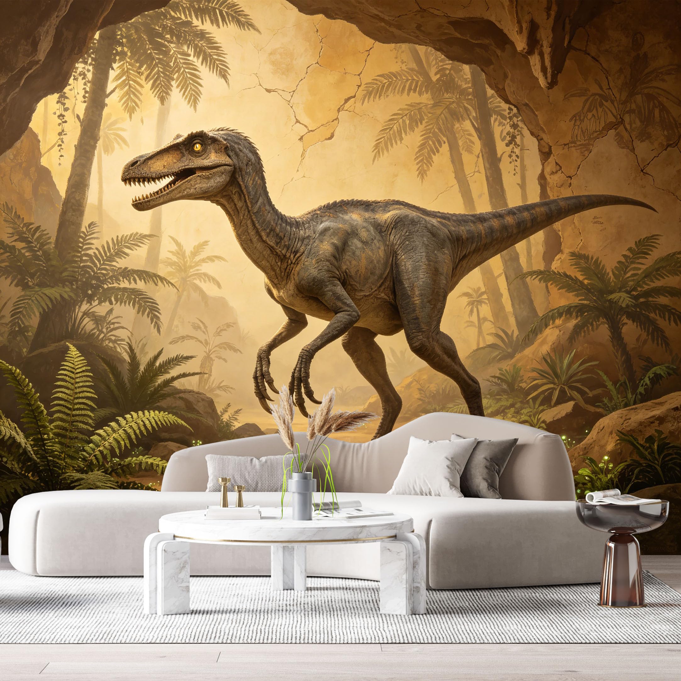 Custom Size Wall Mural Prehistoric Dinosaur Jungle Scene 3D Realistic Textured Art SelfAdhesive Art Prints Removable Large Wallpaper Boy Bedroom Esports Room Game Room Tenant Room Studio