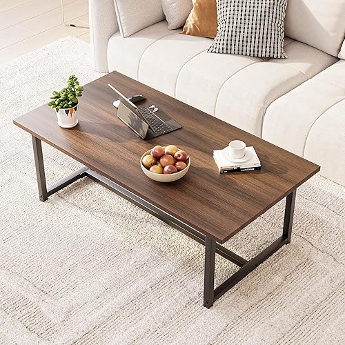 Miniatura 11 de Mesa auxiliar rectangular de 35.4 pulgadas para sala de estar, mesa de centro de estilo industrial moderna con marco de metal para espacios Negro