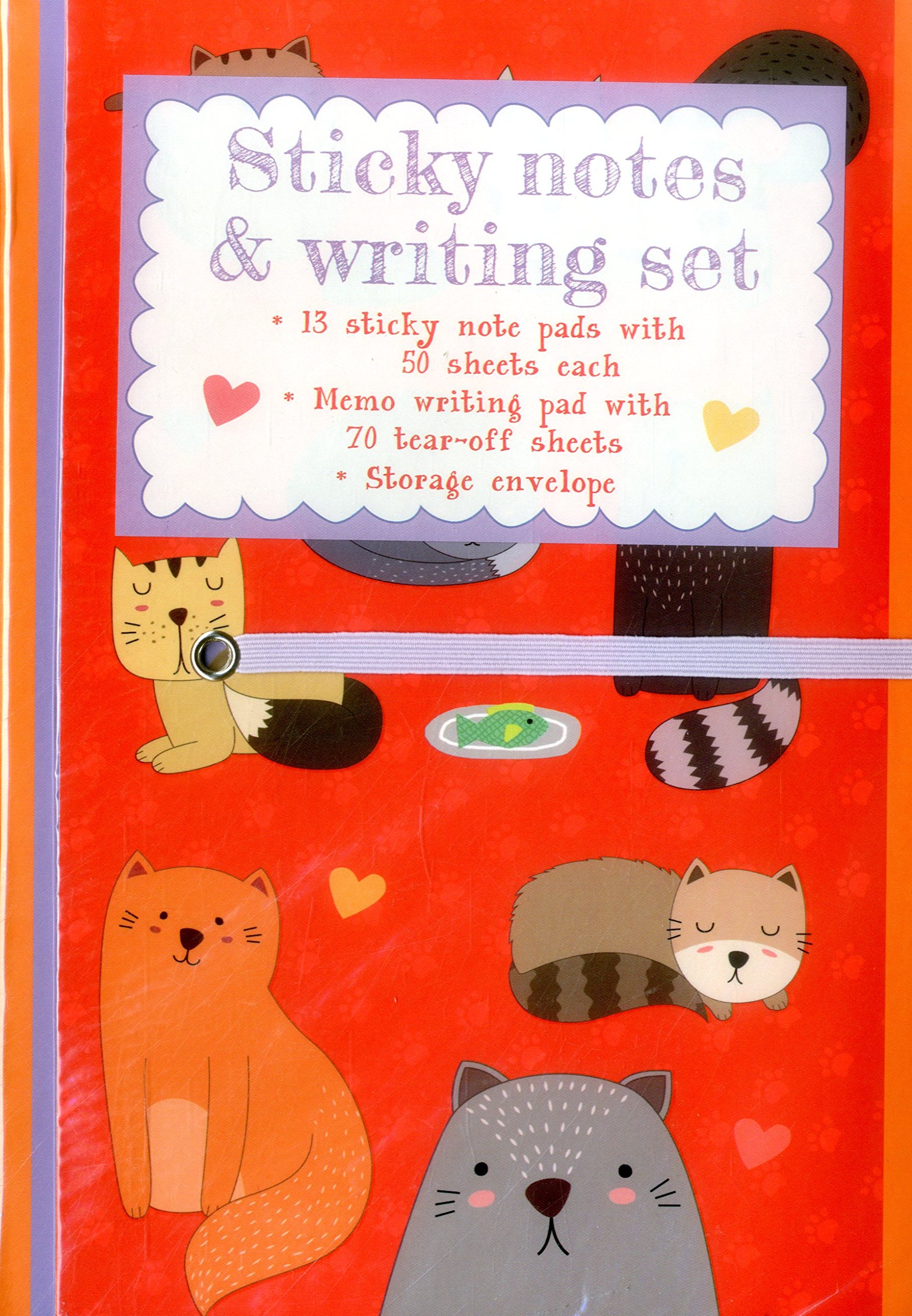 Sticky Notes and Writing Set: Cute Cats: Charming stationery wallet containing notes, stickies and envelope on a cute cat theme