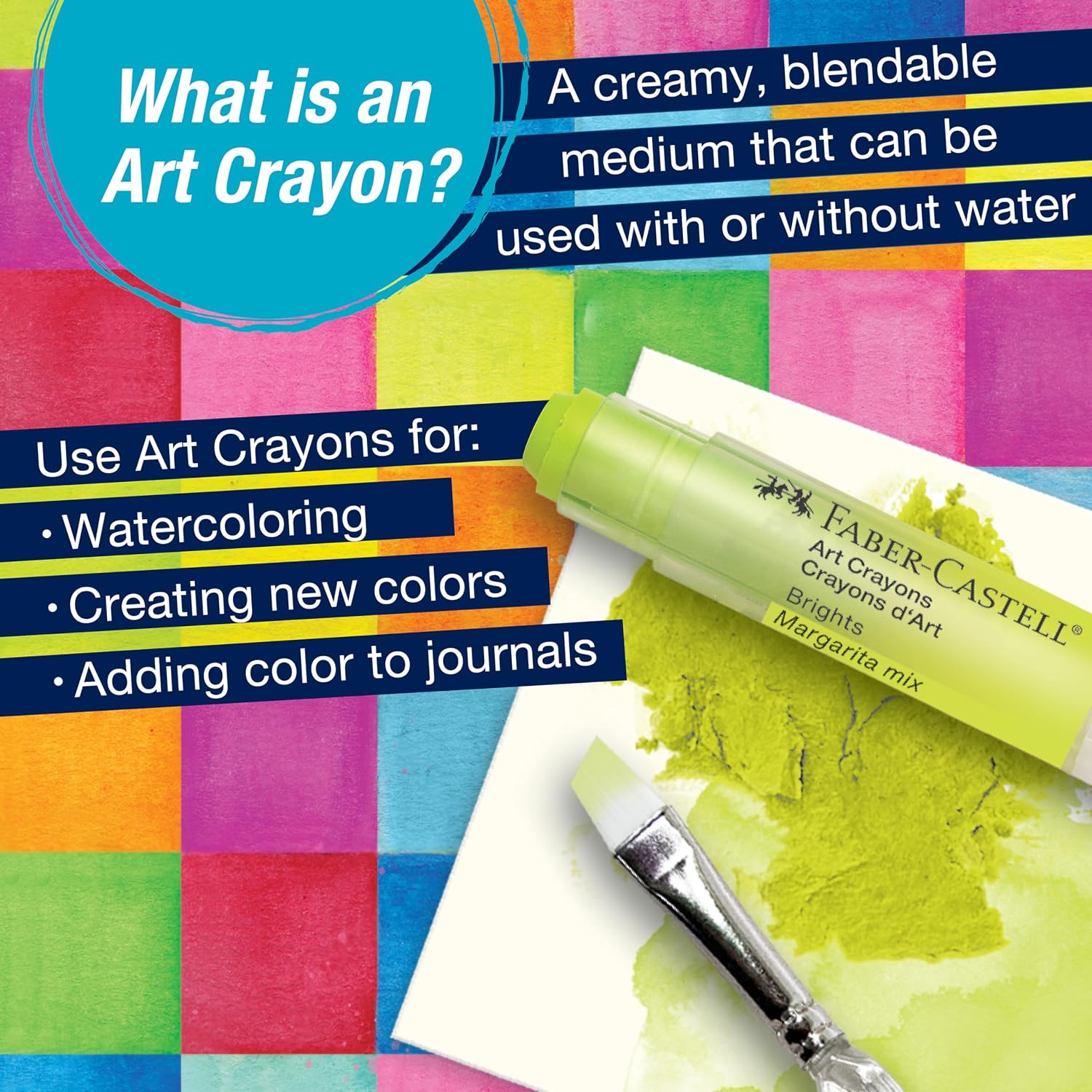 Faber-Castell Gelatos Brights: 12 Watercolor Gel Crayons and Watercolor Supplies, Versatile Art Pigment Crayons for Adults, Gel Sticks for Mixed Media, Journaling Supplies for Artists & Hobbyists