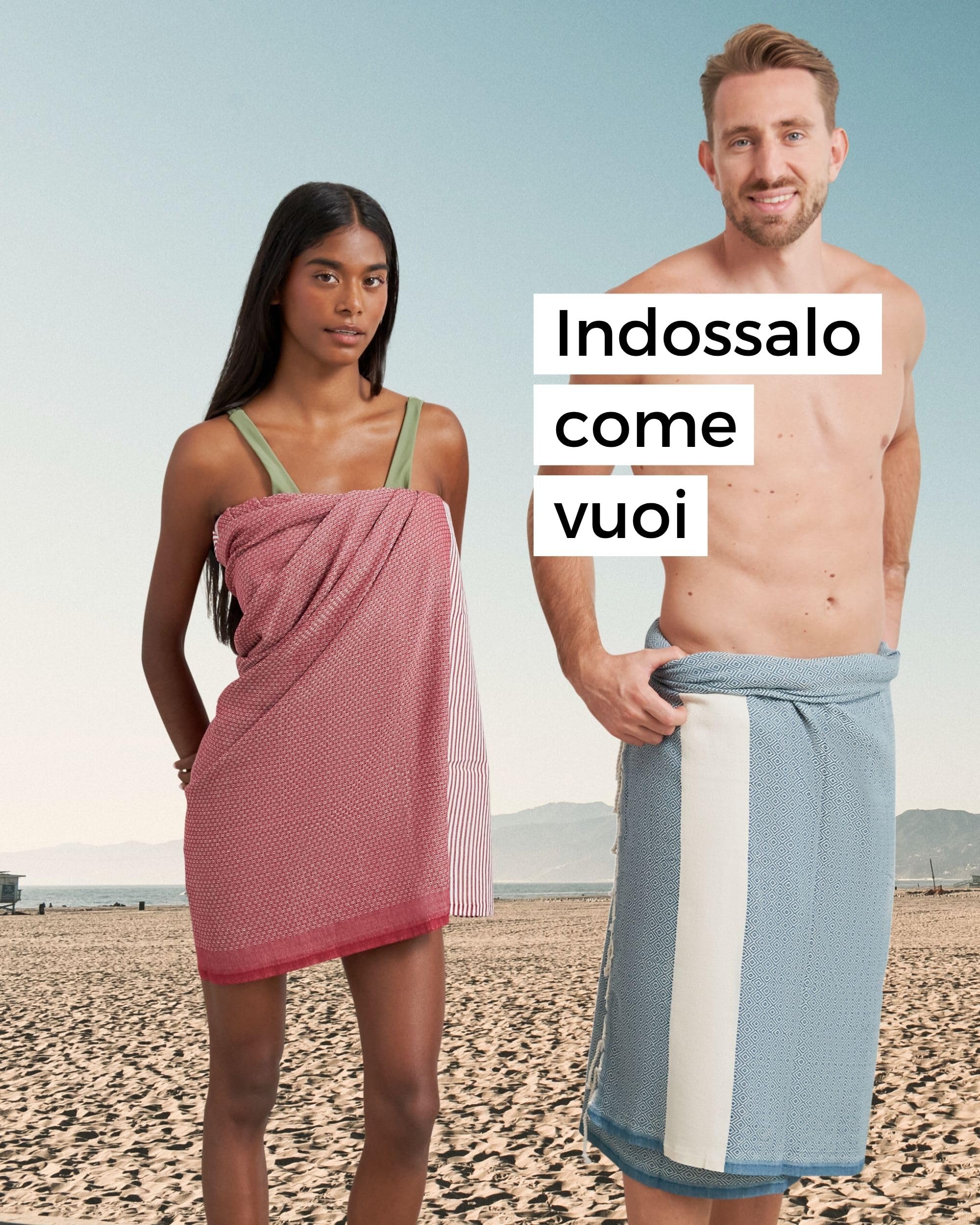 furora HOLIDAY Telo Mare Grande, cotone 100x200 cm | Telo Spiaggia antisabbia | Asciugamano Mare Fouta, frange e angoli - Pareo Donna Uomo Ragazzi | Pic Nic Beach Towel Coperta, lungo leggero