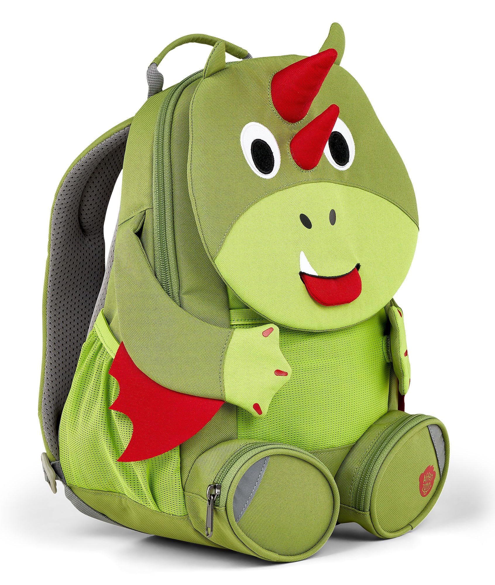 Affenzahn Amigo grande mochila infantil sostenible 3-5 años guardería 8L funcional y divertida Dragón - Verde