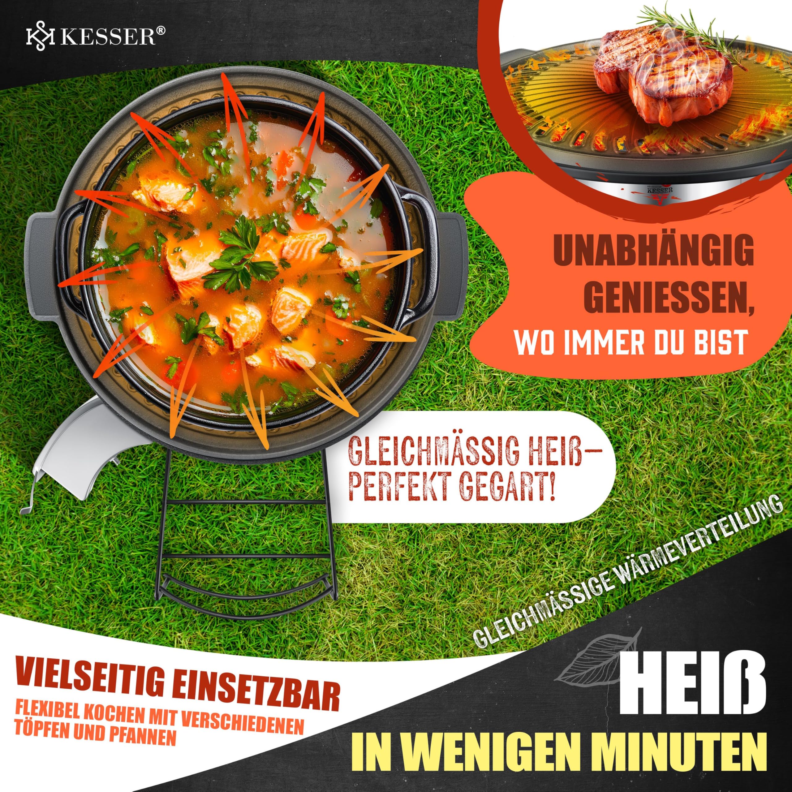 KESSER® Placa de cocción para estufa de cohetes, horno holandés, barbacoa, cohete, estufa de leña, hornillo de camping, barbacoa de camping