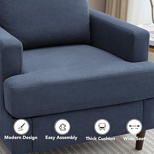 Miniatura 3 de Silla decorativa Mid-Century moderna, sillón de tela de lino para sala de estar, cómodas sillas tapizadas de lectura para dormitorio, sofá