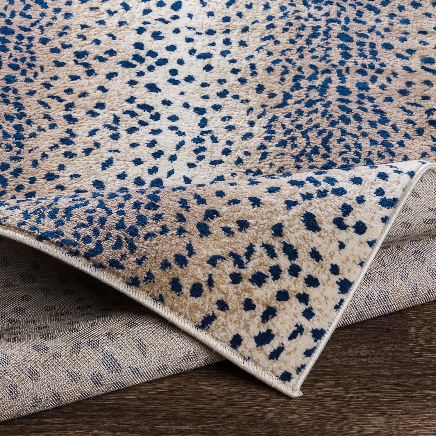 Livabliss Area Rugs - 5x7 Pablo Modern Antelope Print Blue Brown Ivory Area Rug for Living Room Bedroom - Animal Theme Non-Shedding Stain Resistant Carpet for Kitchen, Office (5'3" x 7'1")