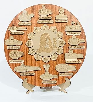 Wooden Lord Shiva 12 jyotirlinga Darshan for Home,Temple,Office,Gift/wallHanging &Table Decorative Showpiece 12Inches with Stand