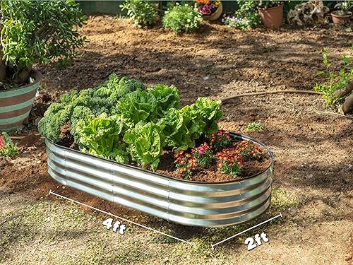 Miniatura 3 de Camas de jardín elevadas galvanizadas para exteriores  4 x 2 x 1 pie (paquete de 2) macetas elevadas para jardinería, verduras, flores, caja de