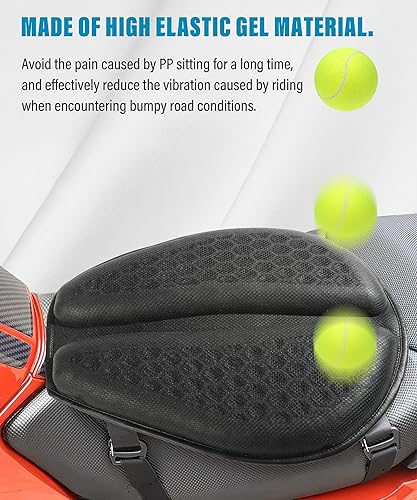 Miniatura 4 de ESEWALAS Cojín universal para asiento de motocicleta, almohadilla de asiento de gel para motocicleta con funda de asiento transpirable de panal 3D