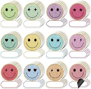 60Pcs Smile Face Magnetic Name Tags Smiley Face Name Plates Magnetic Dry Erase Labels Pastel Boho Writable Dry Erase Stickers Magnet for Teacher Classroom Desk Whiteboard Decor Supplies