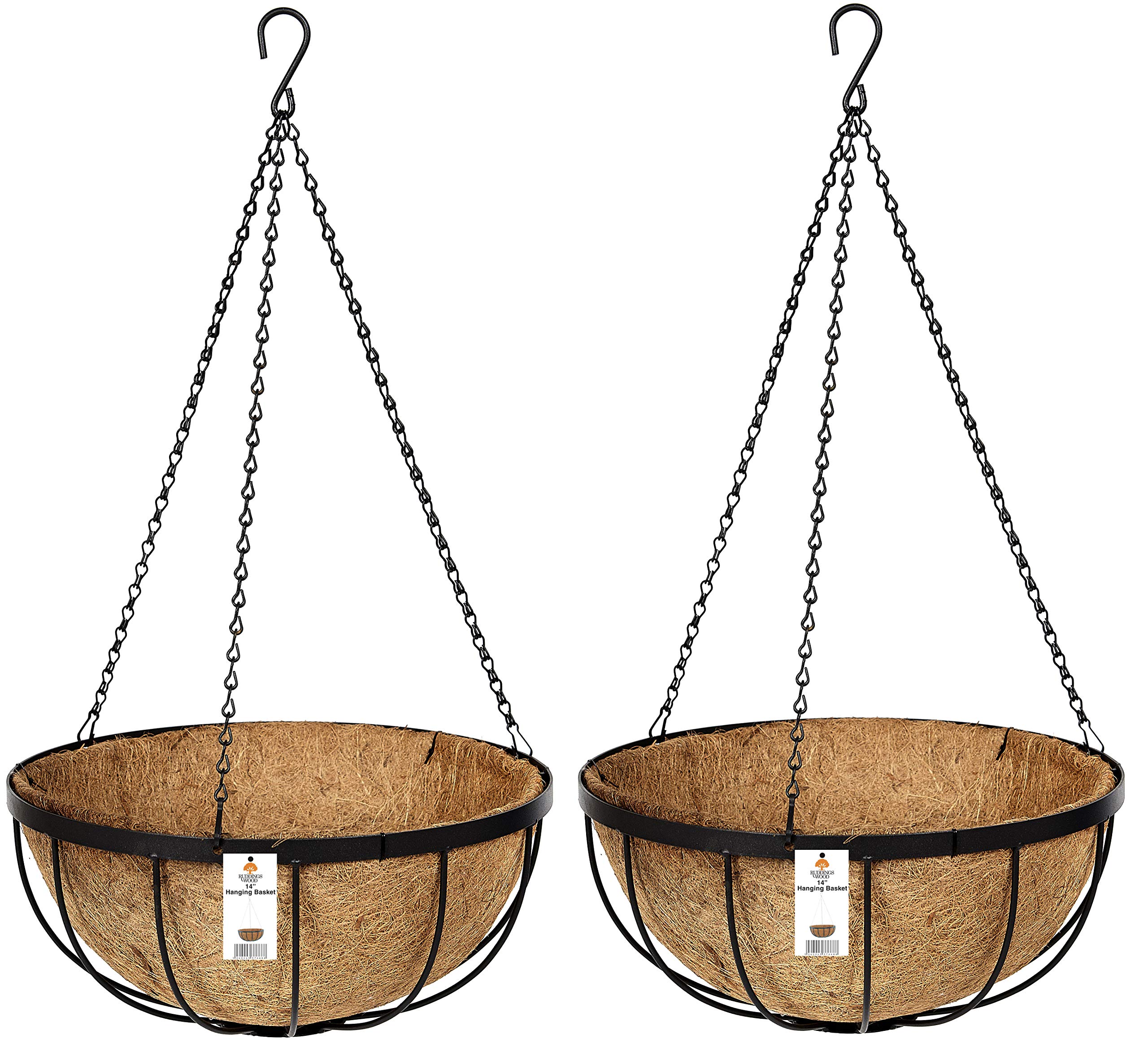 Buy Ruddings Wood Set of 2 x 14" (35cm) Metal Hanging Baskets Flower