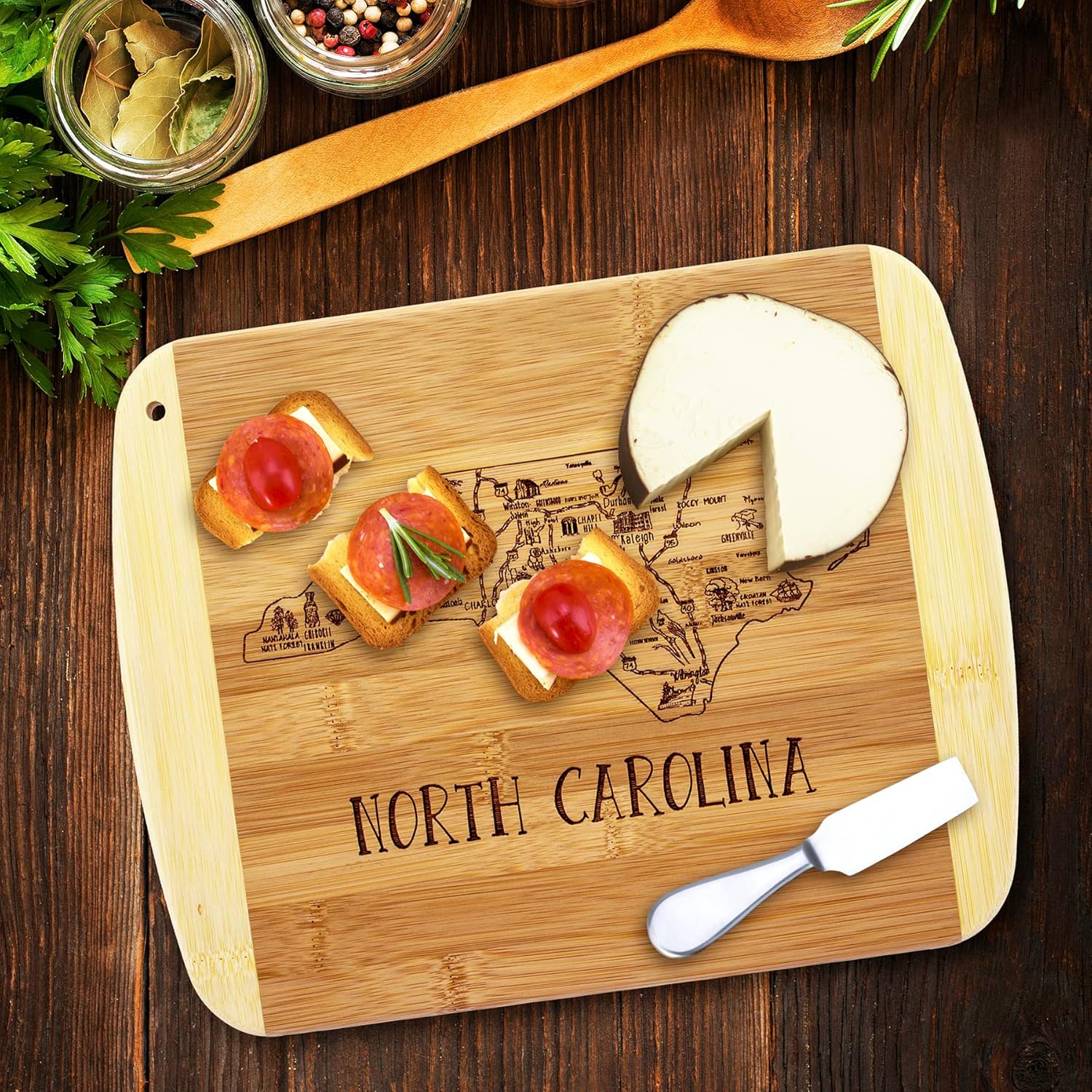 Totally Bamboo A Slice of Life North Carolina State Serving and Cutting Board, 11" x 8.75" - Image 2