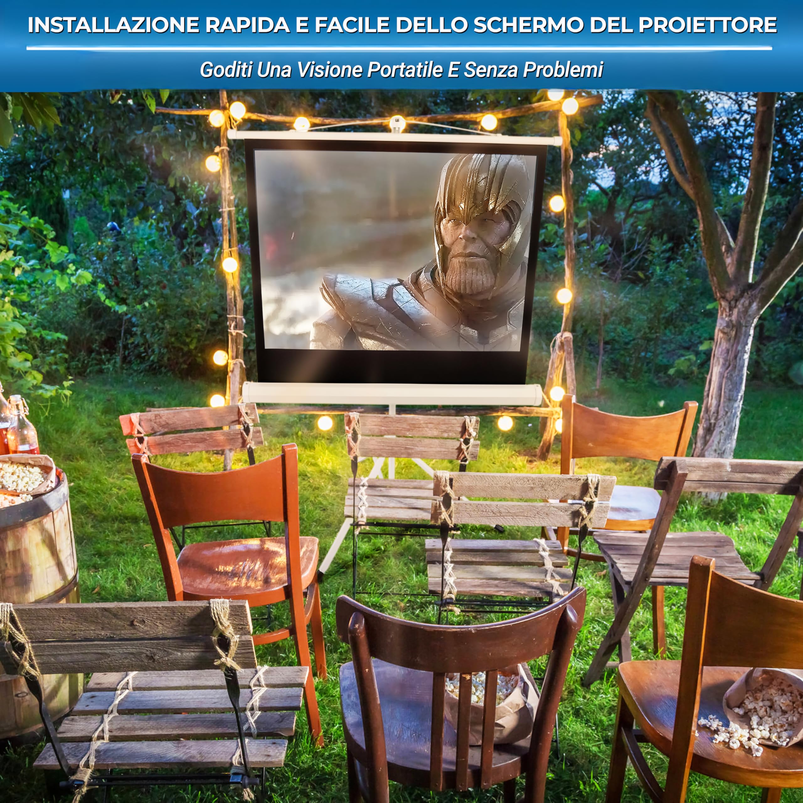 Pyle Telo Proiettore Portatile 102 cm con Treppiede, Schermo per Proiettore Leggero e Resistente, Rapido da Montare, Formato 4:3, Ideale per Uso Interno/Esterno, Scuole e Conferenze