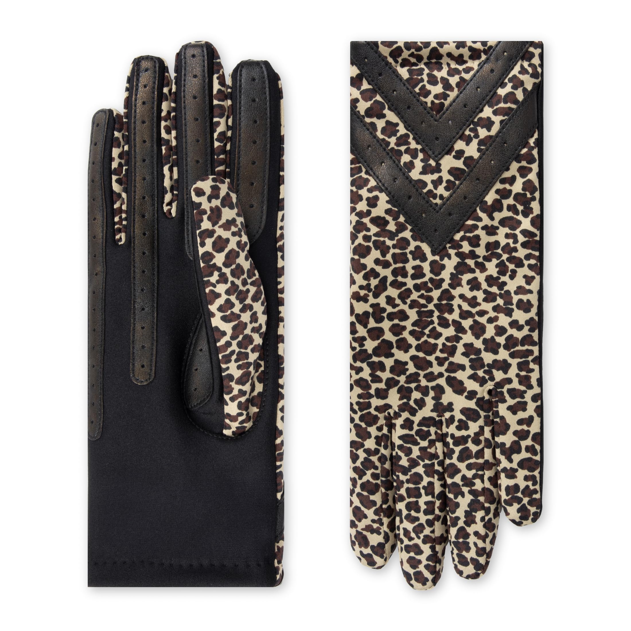 Isotoner Women's Spandex Touchscreen Cold Weather Gloves, Leopard – Smartdri, L/XL