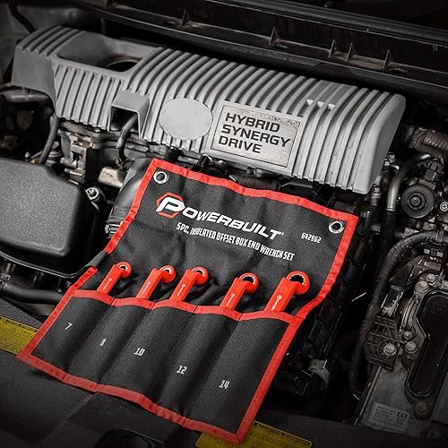 Miniatura 4 de Powerbuilt Juego de llaves VDE con aislamiento de extremo de caja de 5 piezas, clasificadas para 1000 V, tamaños de 0.276 in a 0.551 in, vehículos