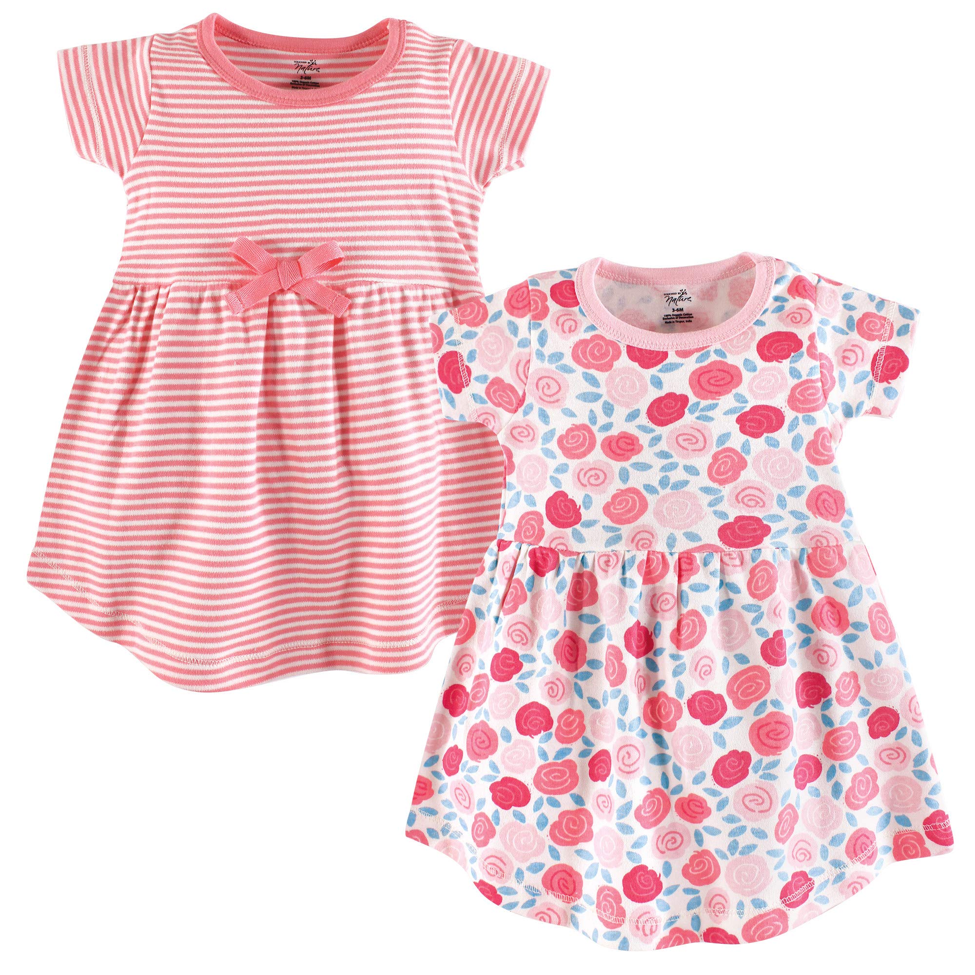 Baby-Girls Organic Cotton Short-Sleeve and Long-Sleeve Dresses