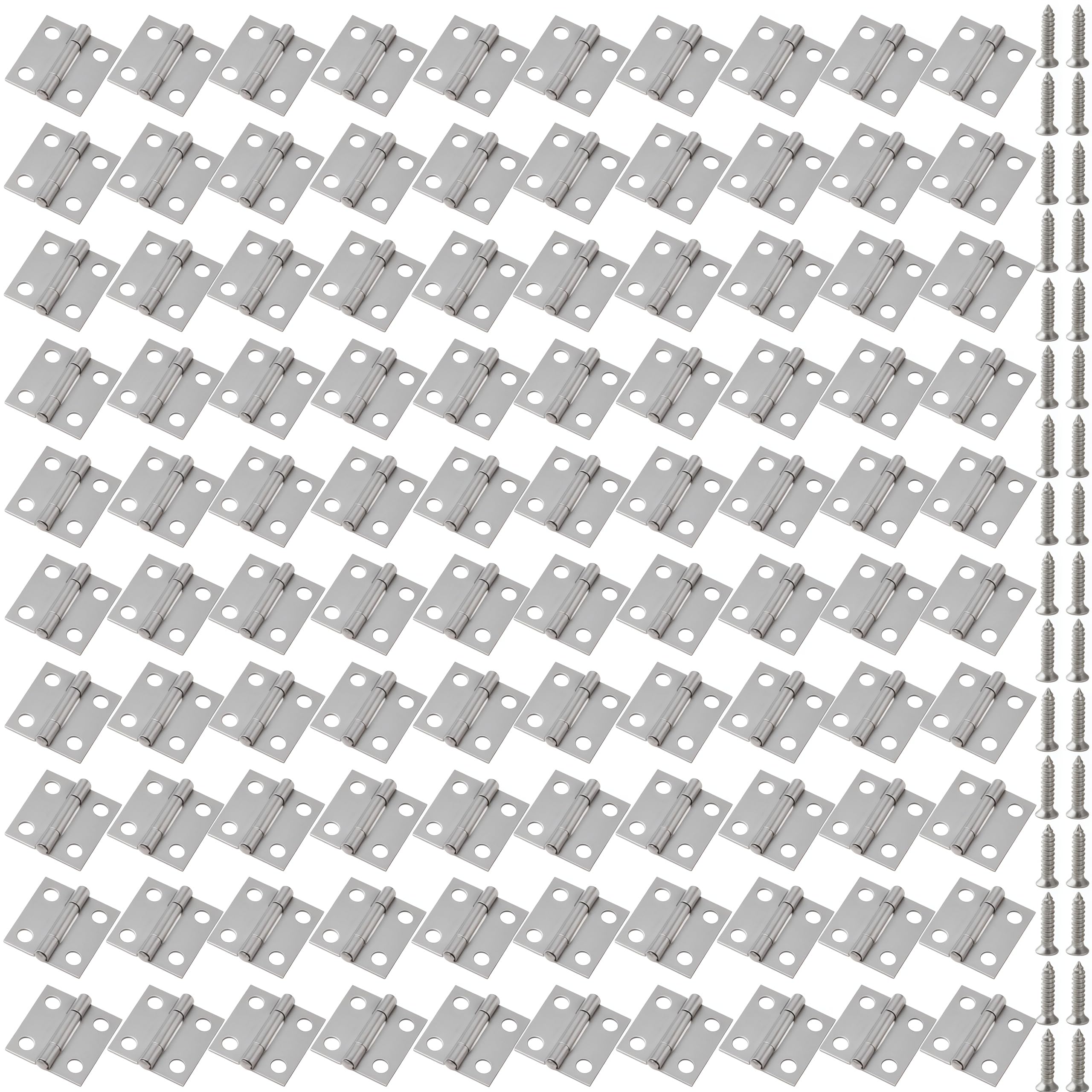 Vbnexyr Silver Hinges 100 Piece Pack Of 1 Inch Iron Cabinet Door Hinges With Screws