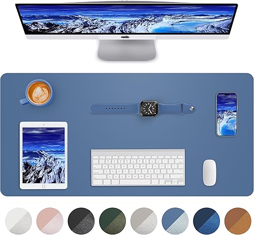 Miniatura 22 de Almohadilla grande para escritorio, alfombrilla para mouse, tapete para escritorio de oficina, protector de escritorio de piel sintética Negro