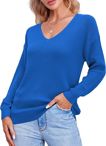 Vista 3 de II ININ Suéter de manga larga para mujer, ropa de primavera, moda casual, cuello en V, suéteres de gran