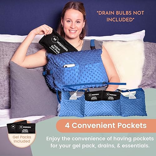 Vista 52 de MOYOAMA Paquete de felpa negra: almohada de mastectomía diseño IR con bolsa de ducha, 2 paquetes fríos y almohada para cinturón de seguridad Tinta