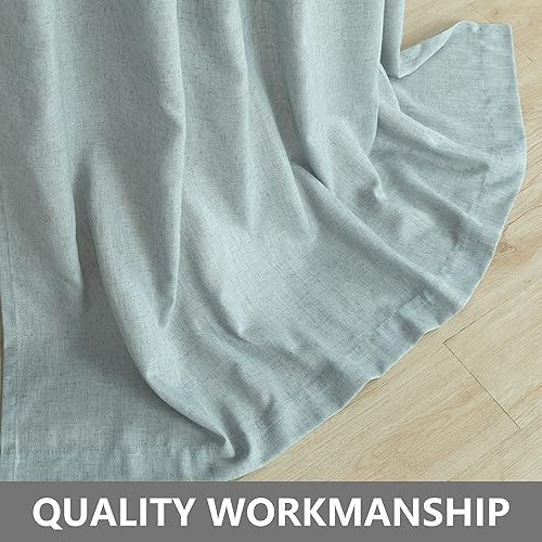 Miniatura 7 de Cortinas de color verde azulado de 96 pulgadas de largo para sala de estar, juego de 2 paneles con pestañas para primavera y verano, lino