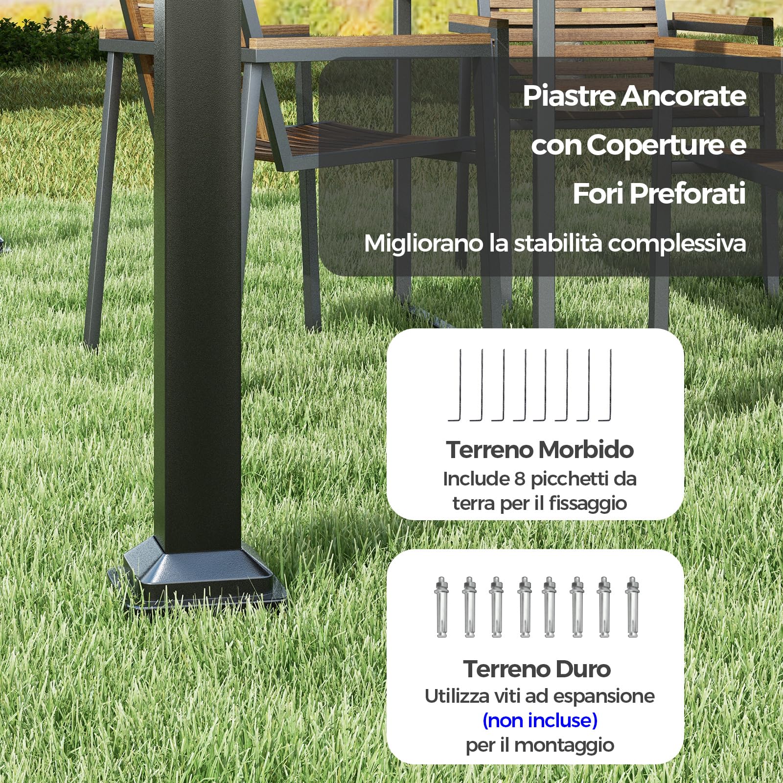 COSTWAY Gazebo Pergola da Giardino 310 x 310 cm, Pergola da Esterno con Tettuccio Retrattile, Struttura in Metallo, per Giardino, Patio e Portico (Beige)