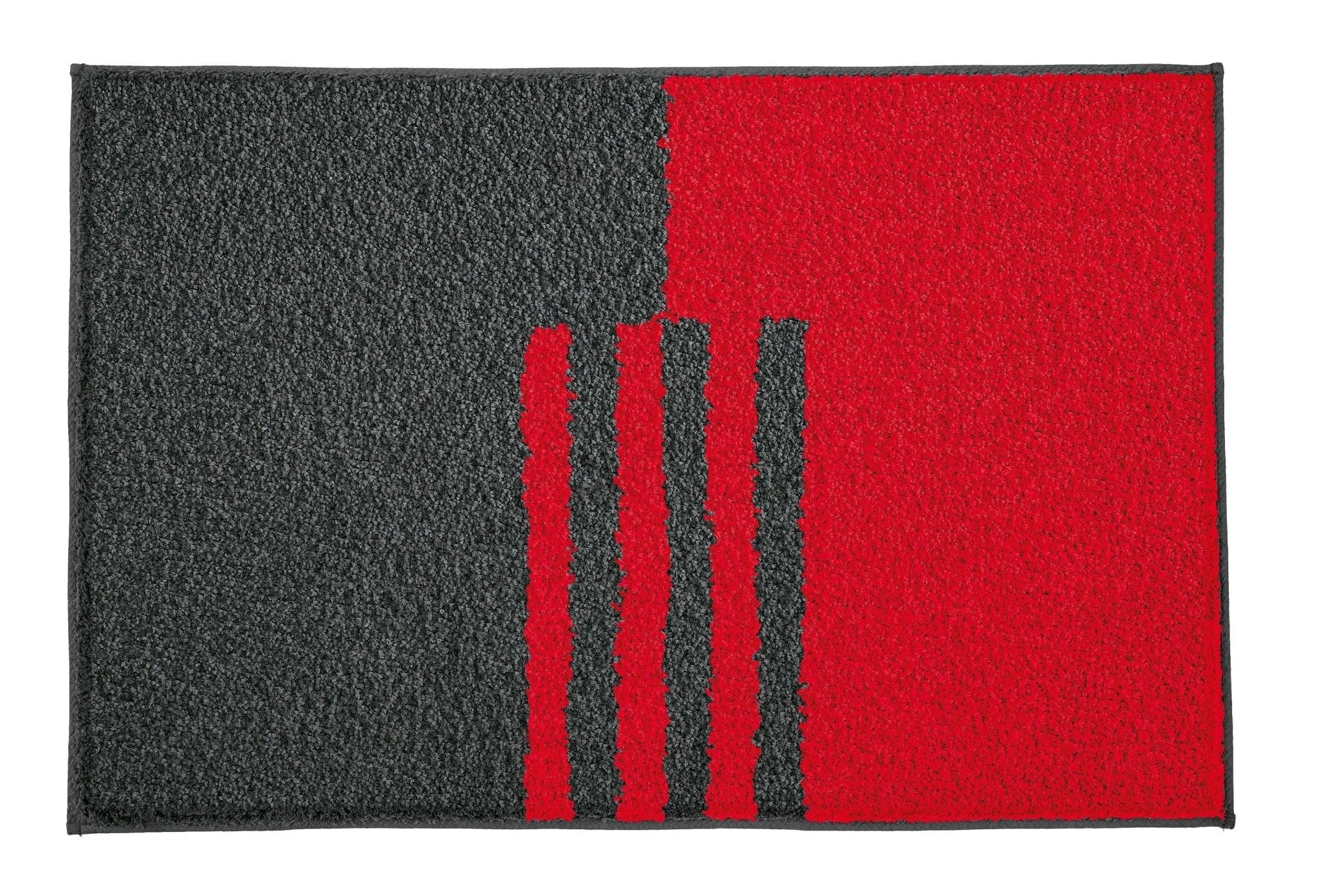 Kleine Wolke Badteppich Dynamic Rubin 70 x 120 cm | OEKO-TEX zertifiziert, rutschhemmende Unterseite, für Fußbodenheizung, maschinenwaschbar, 100% Polyester