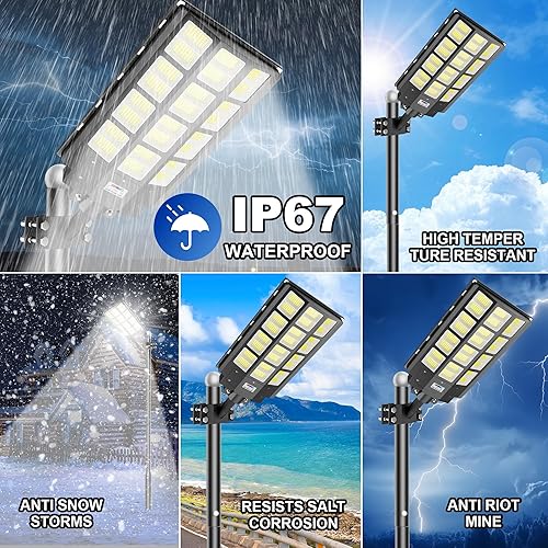Miniatura 5 de Luz solar de calle para exteriores, impermeable, luces de estacionamiento comercial, sensor de movimiento, 8200 W, reflector LED del anochecer al