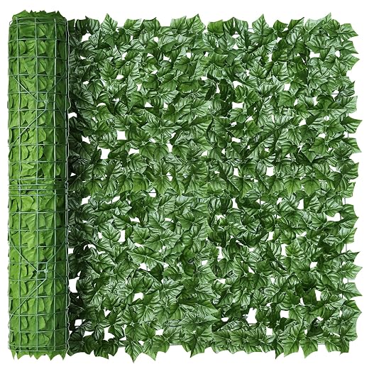 KASZOO Artificial Ivy Privacy Fence Screen - 120x40in Artificial Faux Privacy Fence Panel Artificial Green Wall Balcony Privacy Screen Decoration for Patio, Balcony, Wall, Backyard Indoor Outdoor