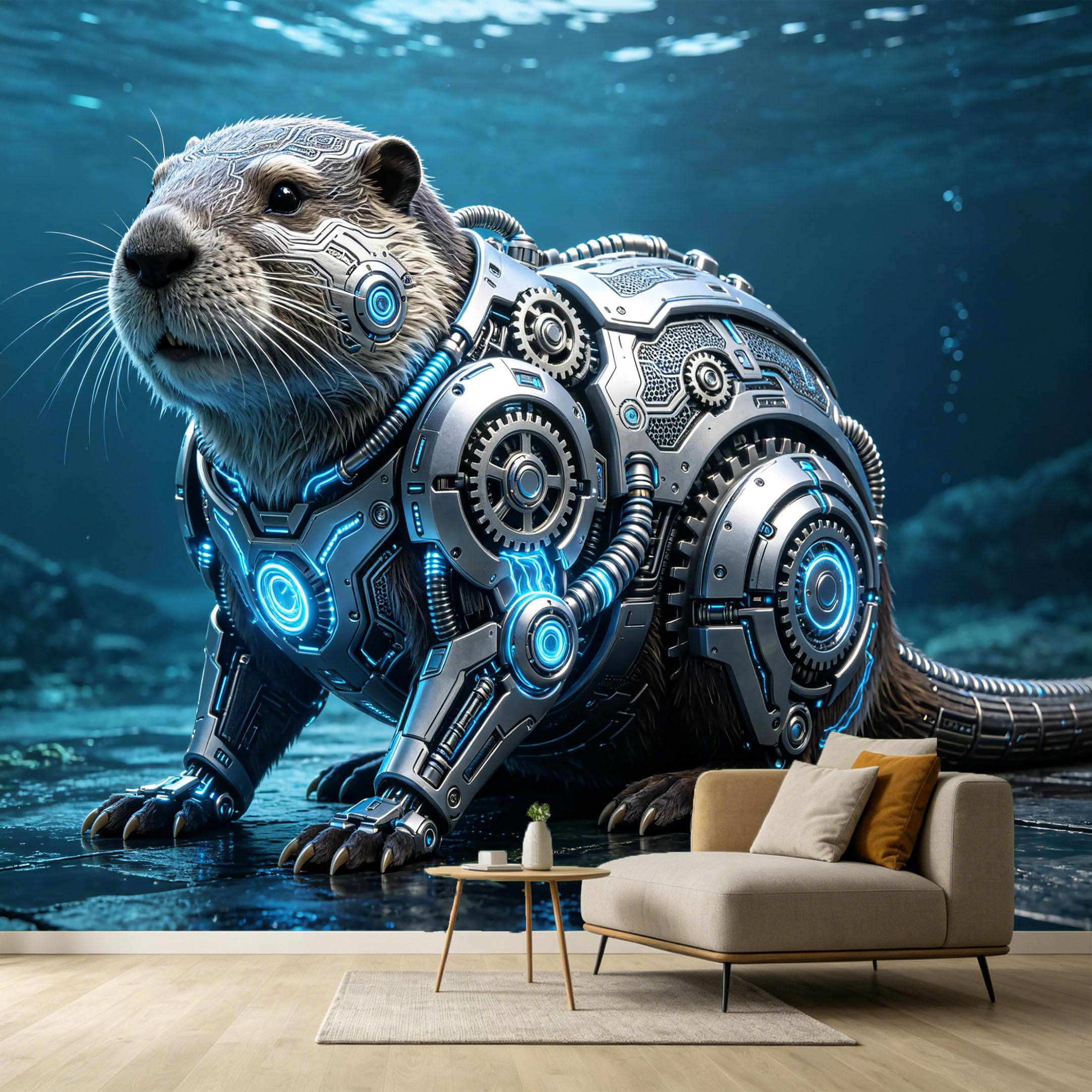 Custom Size Wall Murals Otter SciFi Industrial Modern 3D Trompe L'Oeil Mechanical Gears SelfAdhesive Wall Fabric Removable Large Wallpaper for Photo Living Room