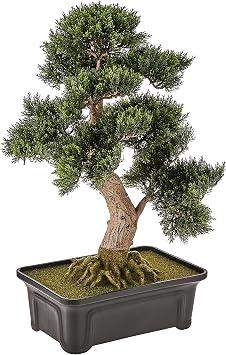 Nearly Natural 4103 24in. Cedar Bonsai Silk Plant,Green