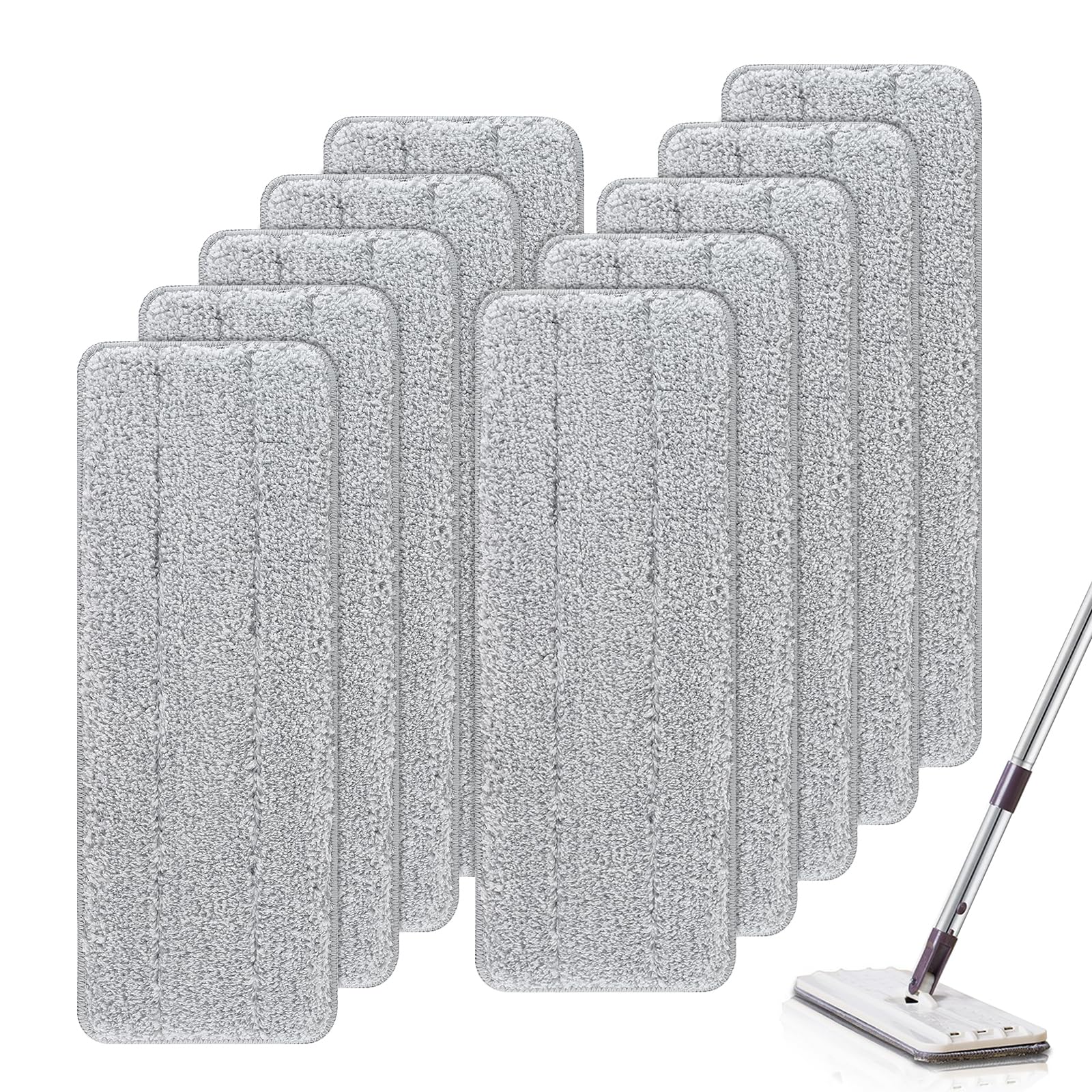 Tampons en microfibre de 33 cm pour balai plat Tethys et seau à franges lavables x10